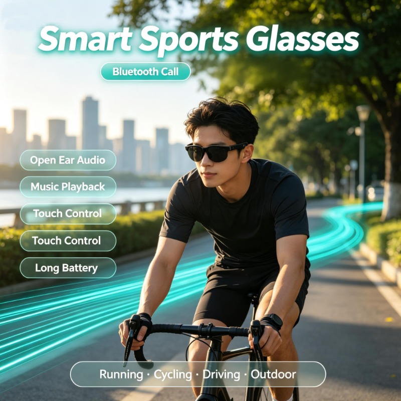 Outdoor Sports Accessories - نظارات رياضية ذكية مع سماعات مفتوحة،